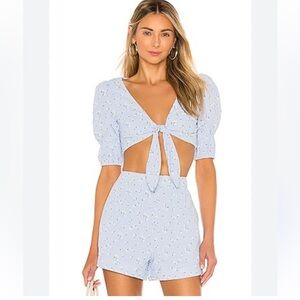 NWT Majorelle Devonshire baby blue Ditsy Daisy Crop Top size Medium